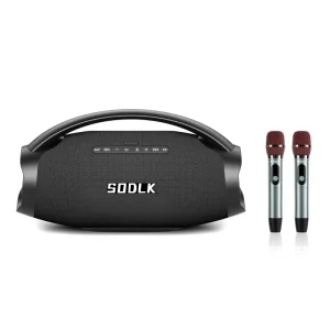SODLK S1619 320W Wireless Outdoor Speaker with 2 Wireless Mic Three-Way with 7″ Subwoofer Stereo Pairing TF USB AUX Karaoke