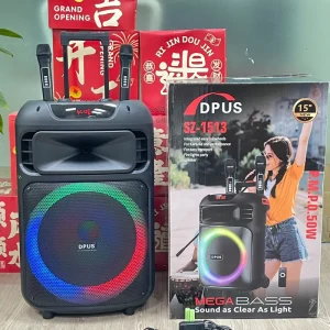 SZ-1513 Outdoor 15inch Wireless Blue-tooth Trolley Karaoke Speaker RGB Light Part DJ Super Bass Stereo Woofer Music Speaker