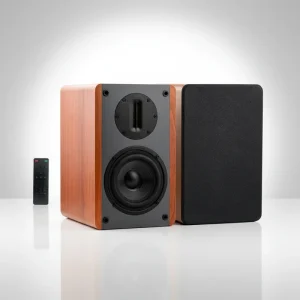 Samtronic 5.25″ Two Way Black Active Studio Monitor Hi fi Bookshelf Speaker with Ribbon Tweeter 200W Wood Hi Res Audio 4 Unit