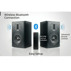 Samtronic Active Bookshelf Speakers 200W RMS BT 5.3 Wireless Speaker with 5.25 Inch Woofer 4 Inch Ribbon Tweeter PC Speakers