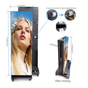 Shenzhen Factory’s IP65 Floor Standing Outdoor LED Foldable Poster Display P1.25 P1.53 P2.5 Battery Advertising for Shopping