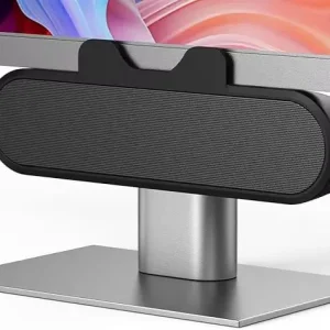 Single USB Computer Speakers for Desktop Monitor with Clip on Loud Sound Volume Control Easily Clamps to Monitors