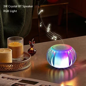 Small Crystal Art FM Radio TF Memory Card Speaker RGB Mood Night Light Portable Wireless Audio Player Bluetooths Speaker