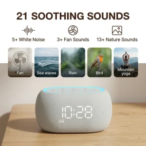 Smart Digital 8 Wake up Ringtones Connect Wireless Speaker White Noise Machine Soothing Sounds Baby Sleep Aid