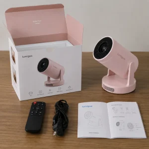 Smart Home Mini Projector with WiFi and Bluetooth 170 ANSI 5W Soundbase Speaker Auto Keystone and 210 Degree Rotation