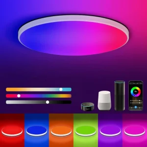Smart LED Ceiling Light RGB Flat Panel Ultra-thin Mounted Lamp Modern Home Decoration Night Fixture Alexa Available