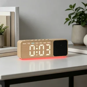 Smart LED Digital Alarm Clock With Bluetooth Speaker And Ambient Light For Bedroom Desk Home
