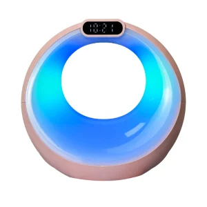 Smart Mini 4 in 1 QC3.0 Wireless Speaker RGB LED Digital Clock Night Lights Phone Table Bedside Lamp AC Powered Plastic Cabinet