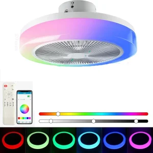 Smart Modern Home Office Music Speaker with RGB LED Light SMD2835 Remote Control Fan