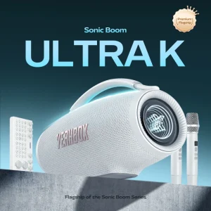 Sonic Boom Ultra K Portable Party Karaoke Speaker with Dual Wireless Microphones and Mixer 320W Rated 500W Peak