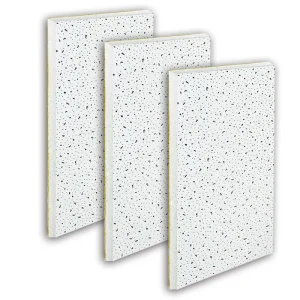 Sound absorbing Mineral Fiber Ceiling Board 15mm Thickness 60x60cm Acoustic Ceiling Tile Fissured Design For Office Builds