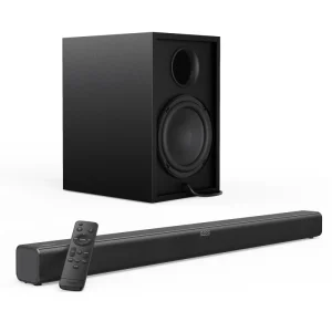 Soundbar Speaker Wired Subwoofer Deep Bass 200W 2.1 Channel TV Home Theatre Bt V5.3 Led Display 4eq Modes Remote Control