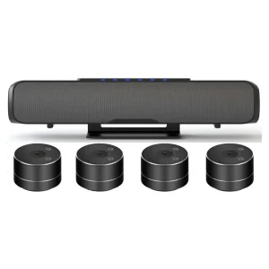 Speaker For Sound System Microphone Conference Soundbar With Wireless Daisy Chain 4 Wireless Microphone