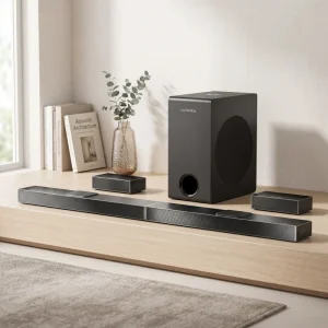 Spherical Sound Field 5.1.2 Channel 8 Inch Subwoofer BT 4K HDR True Dolby Atmos Cinema Audio TV Sound Bar