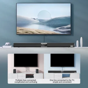 Stereo Wireless Soundbar TV Home Theatre System with RGB LED Lighting and Subwoofer Battery Powered