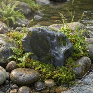Stone Shape Outdoor Waterproof Speaker 50W 8 Ohm Heat Resistant Rock Speaker for Garden Park Lawn OEM