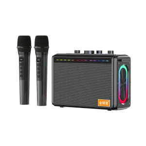 Strong Subwoofer Karaoke Machine with Two Micrphones Portable Bluetooth Wireless Speakers with RGB Lighting Live Streaming