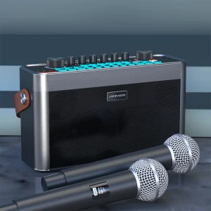 Subwoofer Sound Card Stage Blue Tooth Bt Speaker Home KTV Portable Party Karaoke Speaker with Dual Wireless Microphone