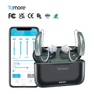 Superb Quality Programmable Rechargeable Bluetooth Wireless BTE RIC Hearing Aid for Seniors