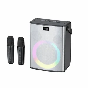T Bluetooth Karaoke Speaker Microphone with LED Lights Wireless Singing Machine for Adults & Kids Party