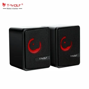 T WOLF S3 Computer Desktop Speaker Stereo Sound LED Colorful Light Subwoofer Wired Home Theater System Multimedia Gaming Speaker