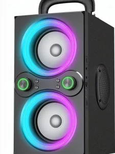TPBEAT 80W Bass Boost RGB Light TWS Stereo Large Wood Cabinet 5000mAh Battery Touch Control USB TF AUX Wireless Party Speaker