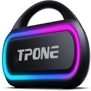 TPone Portable Speaker 30W Peak IPX5 Waterproof TWS Pairing 12H Playtime Built in Mic RGB LED Lighting