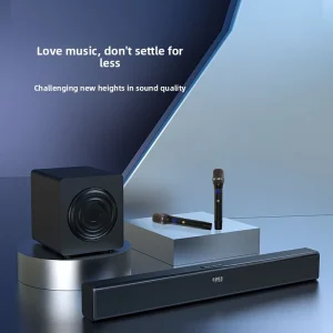 TV Projector Wooden Soundbar Speaker Microphone Home Theater for Audio System Subwoofer 8 Speakers 2.1 Channels