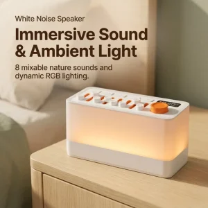 Tactile Retro Slide Control Sound Machine 10W Dual Hi Fi Speaker 11 RGB Modes Ambient Light Smart Timer Sleep Aid