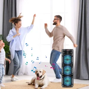 Three 8” Partybox Portable Bluetooth Party Speaker Music Player with Colorful RGB Light Bass