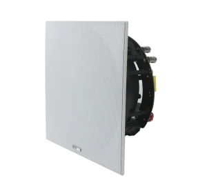 Tilted High Performance Rimless Ceiling Speaker 8 Inch Coaxial 120W 8 Ohms with Angle Changeable Titanium Tweeter Square Grill