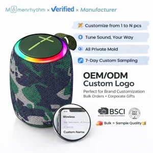 Top Ranking Small Portable Bluetooth Speaker Wireless Waterproof Outdoor HiFi Audio RGB Light Customizable Trendy Music Device