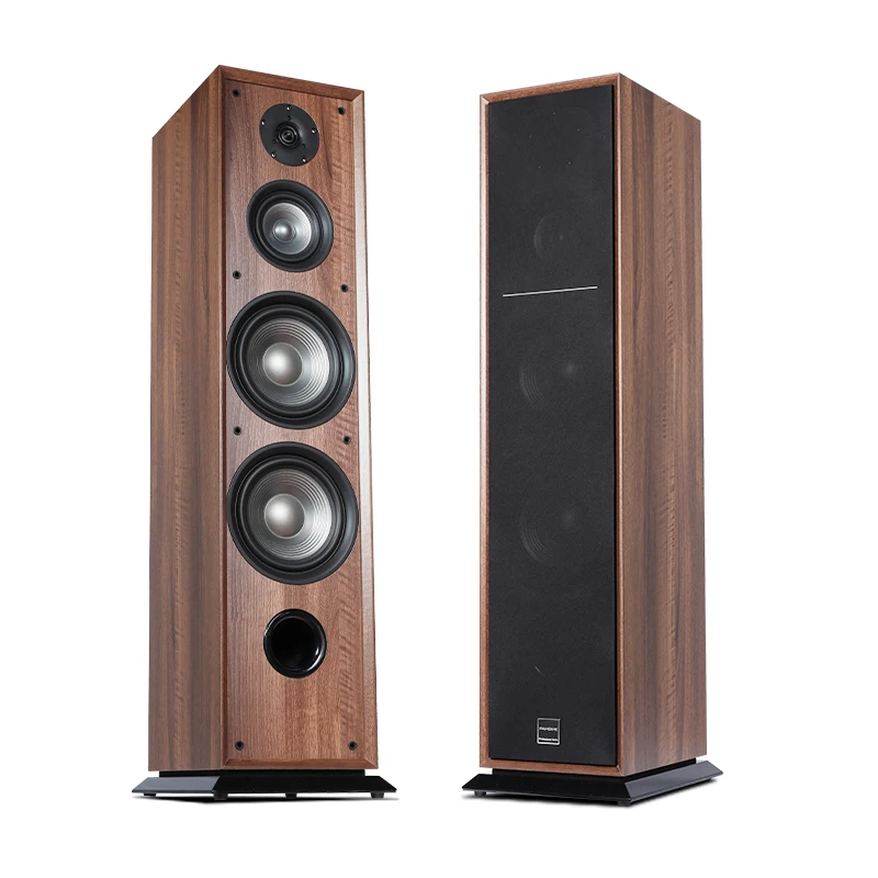 Tower Level 2.0 Front Speaker Living Room Three Frequency Passive HiFi Floor Type Home Stereo Wooden Speaker