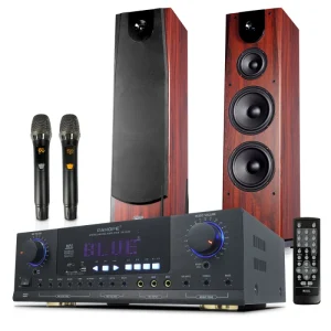 Tower Speaker Home Theater System Professional Karaoke KTV Dual 8-inch Wooden Woofer Stereo System for Home