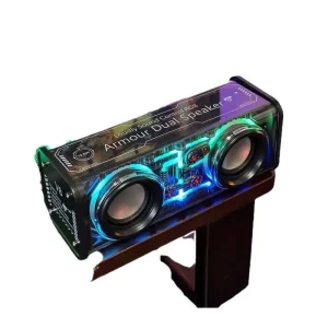 Transparent Mecha Speaker Dual Loudspeakers Dual Subwoofers Low Bass for Battery Powered 10-30W Plastic Small Sports Car