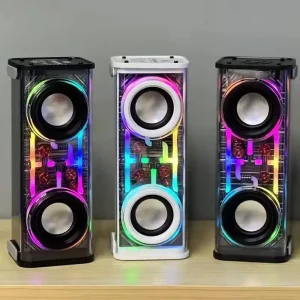 Transparent Mecha V8 Wireless Speaker Small Dual Speakers RGB Colorful 10W High Power for 5.0 IPX4 Waterproof Computer