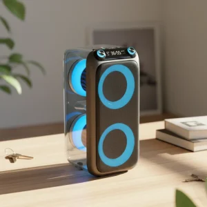 Transparent Outdoor Trolley Wireless Speaker High Power Audio Long Battery Life Subwoofer RGB LED Lighting Plastic