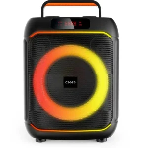 Two Way Audio Box with Handle 6 Inch Portable RGB LED Light Speakers Bluetooth Karaoke Dj Wireless Speaker