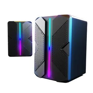 USB 2.0 52mm Wired Control Gaming Speakers Colorful Breathing Lighting with Plastic Cabinet for Home Party