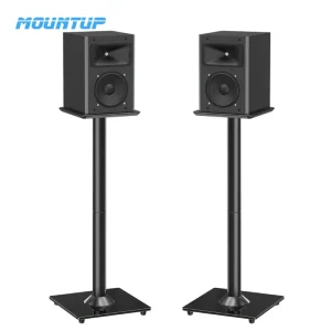 Universal Speaker Stands Pair 31″ Height Floor Speaker Stand White Black Hold up to 22LBS/10KG
