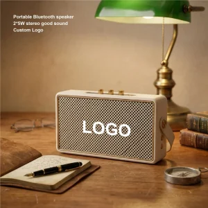 Vintage Retro Custom Logo Outdoor Desk Dual 5W Music Player MP3 TF FM Portable Wireless Bluetooth Speaker