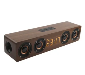 W8C Wooden Wireless BT Speaker Alarm Clock Vintage Speakers