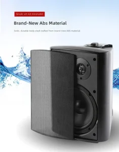 Wall Mount Speaker System Indoor Outdoor Slim Design with Clear Stereo Sound for Home Office Restaurant School