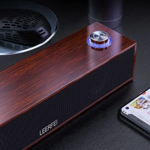 Wall Wooden 2-Speaker Stereo Surround Sound for Wired Subwoofer for Office and Home Mobile Phone