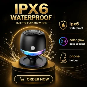 Waterproof Wireless Magnetic Bathroom Shower Speaker Subwoofer Battery Powered RGB LED Lights Portable Hi Fi Mini Speaker