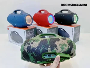 Wireless BT Speaker BOOMSBOX4 MINI Portable Boombox with Handle RGB Light TWS Pairing for Camping Party
