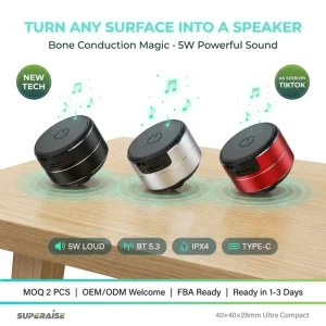 Wireless Bone Conduction Speaker 5W High Power Vibration Sound Box Turn Any Surface Into Speaker Immersive Audio Device