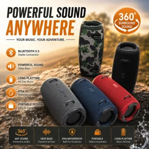 Wireless Boombox Dual Handles Fabric Mesh Water Resistant Party Audio Player Long Battery Life Enclosure Factory Shop