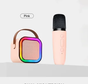 Wireless Mini Karaoke Machine for Home and Travel with RGB Lights and Battery Power