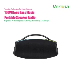Wireless Speaker Colorful LED Light Portable Waterproof IPX6 Handle Deep Bass 160W Output 20+ Hours Playtime for Home